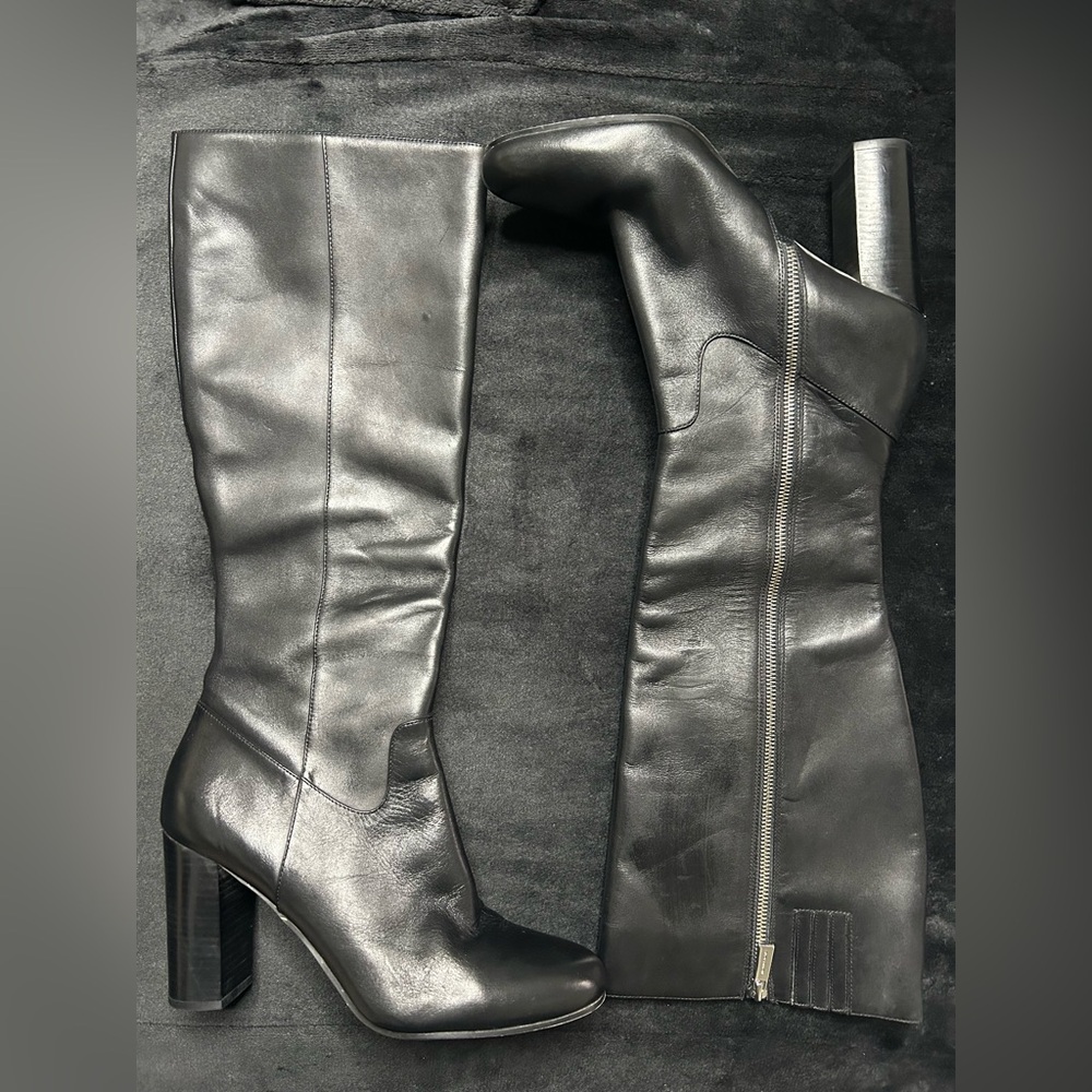 Elegant Black Leather Michael Kors Knee-High Boots